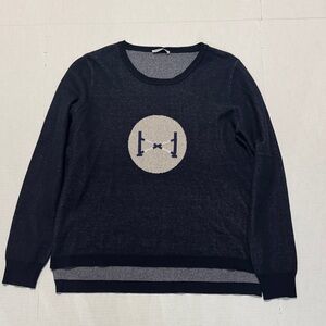 TKEQ The Shop Navy Equestrian Knit Blue Sweater Fitted Western Riding Horse XL